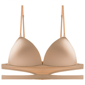 Womens Seamless Low Back Bra with Convertible Clear Straps: Deep V Backless Bra