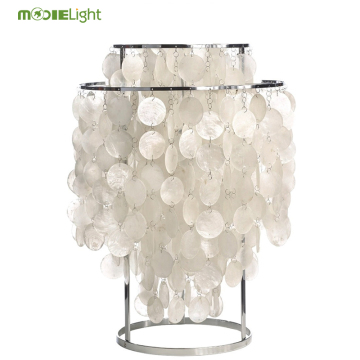 Modern Classic Hand-Cut Mother of Pearl Disc Shell Table Lamp