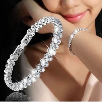 Hot Sale: 3 Colors Fashion Roman Style Crystal Bracelets in 925 Sterling Silver for Gifts