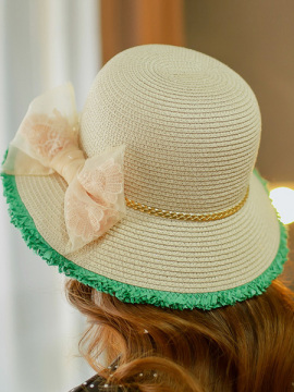 Summer Fashion Lace Bowknot Sun Protection Straw Hats China Factory