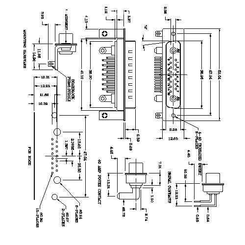 PDR17W2-MXXXXX01 POWER D-SUB 17W2 Right Angle PCB-MALE TYPE 