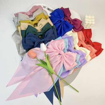 Clips de cheveux à arc de couleur unie super taille Accessoires de cheveux flottants longs