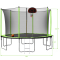 Outdoor green Trampoline 12ft with Basketball Hoop
