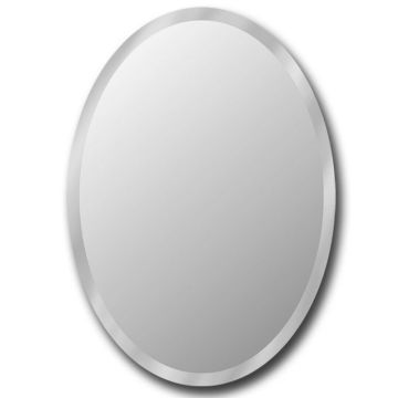 Frameless silver mirror, bathroom oval mirror