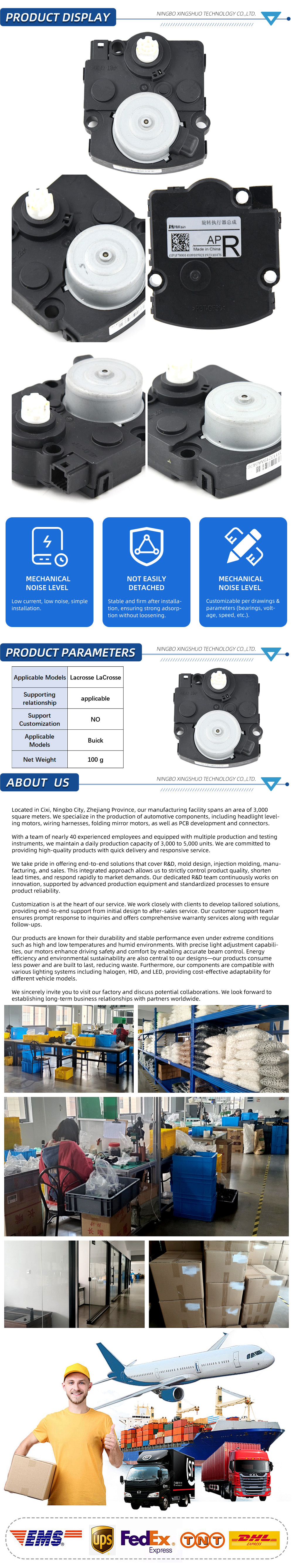 Electric horizontal dimming motor for headlights