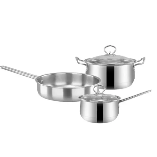 Stainless Steel Pot Set with Three-piece Gift Set