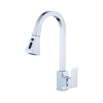 Modern Deck-Mounted Single Lever Brass Pull-Out Kitchen Faucet
