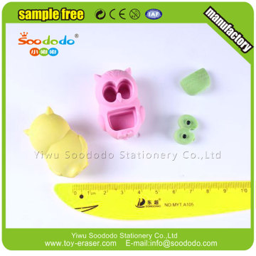 Cute Kids 3D chouette puzzle gomme à effacer promotionnel