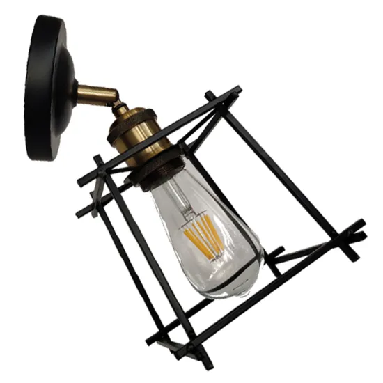 Retro Black Industrial Metal Wire Cage Wall Lamps