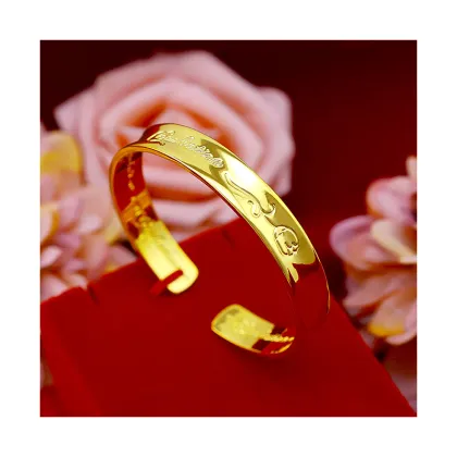 Fast Shipping Japan, South Korea & Vietnam Inspired Sargent Gold Plated Carnations Wide Version Bracelet - Popular Fashion Jewelry