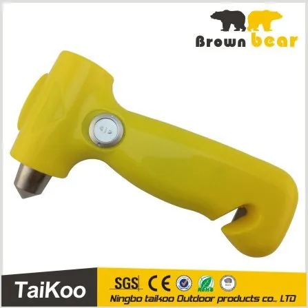 2014 new style 3 bright led hand crank life hammer emergency flashlight