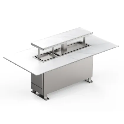 Modern Adjustable Refrigerated Ice Table - Smart Glass Marble Stone Dining Furniture