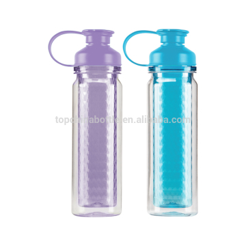 Guangzhou best double wall thermos plastic drinking bottle with AS handle