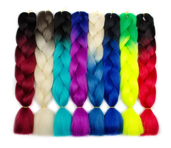 24 Inch Synthetic Hair Yaki Ombre Braiding Pre Stretched Expression Jumbo Braid Crochet Braids Hair