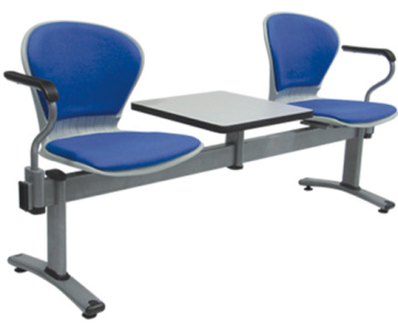 public 2 seater link chair with flat table lobby waiting chairs with tea table reception room cushion chair