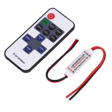 RF Remote Control Mini LED Dimmer for Mono Single Color Lights (DC5-24V)