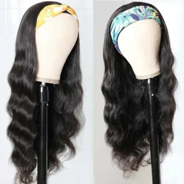 Cheap Virgin Raw Indian Cuticle Aligned Natural Remy Human Hair Body Wave Headband Wig Glueless None Lace Wig For Black Women
