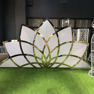 Latest Gold Acrylic Flower PVC Backdrop for Wedding Decorations