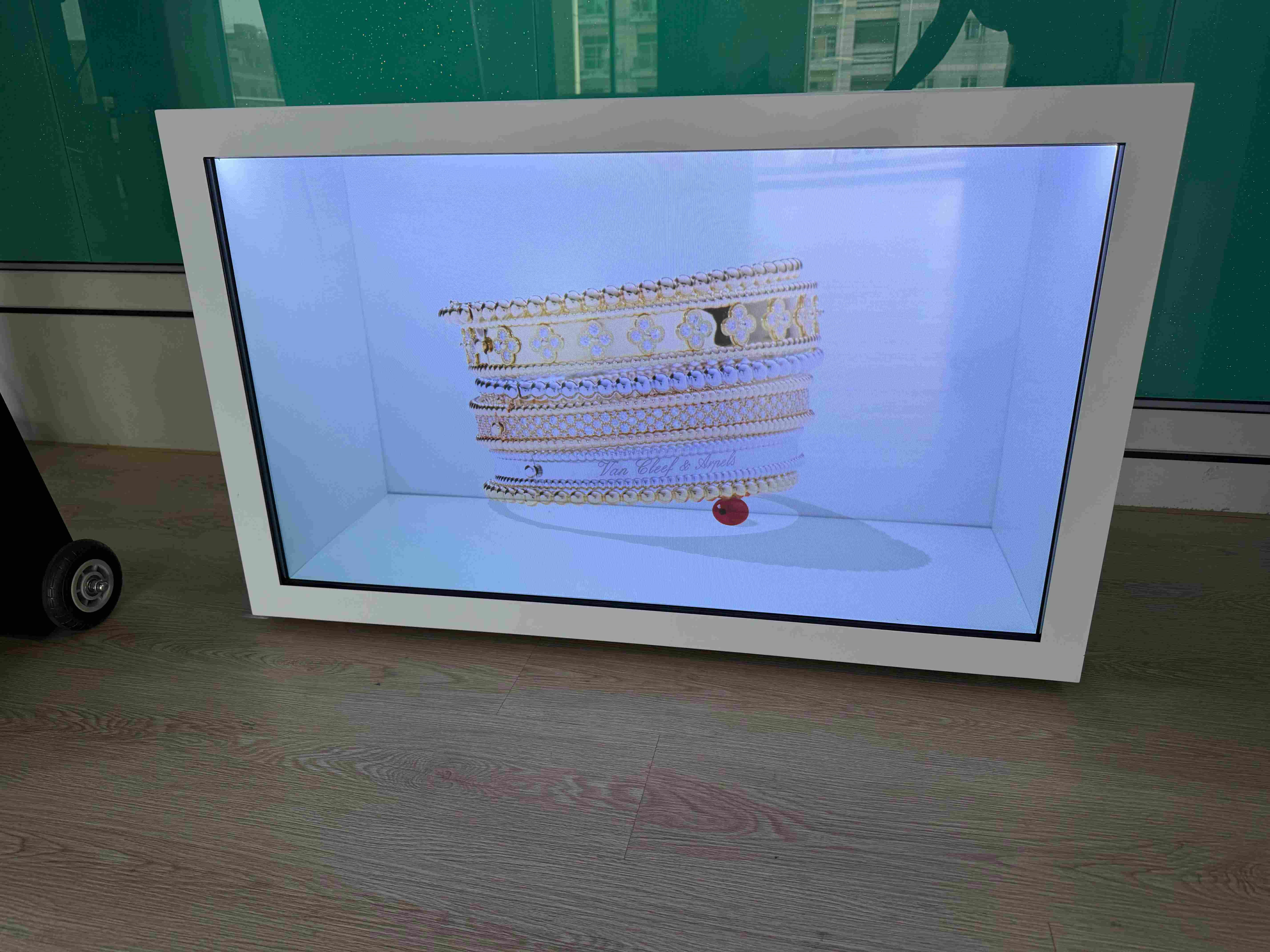 Transparent display screen for jewelry and premium products