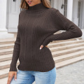 Pull occasionnel à col roulé à col roulé en tricot pour femmes