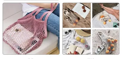 Wholesale Eco-Friendly Foldable Cotton Net Shopping Tote Bags