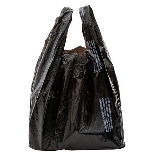 Black Plastic T Shirt Bags with Logo Carrier Carry Supermarket Shopping Bags Wholesale