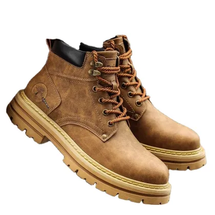 Men's Big Bull Leather Upper High Top Casual Boots