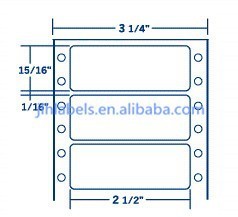Single Width 2-1/2 x 15/16 General Purpose Pinfeed Dot Matrix Printed Labels