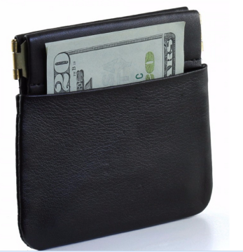 Boshiho front pocket leather spring clip cute coin bag