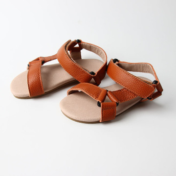 Couro genuíno Triangle Girl Kids Summer Sandals