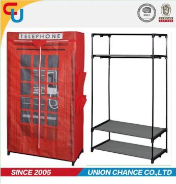 Red telephone stand portable fabric wardrobe closet