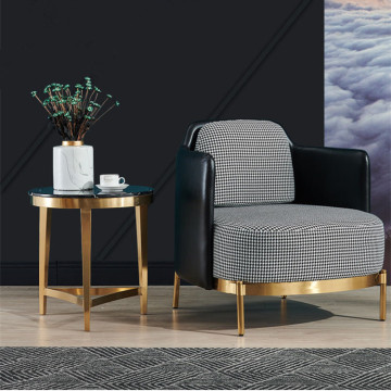 Modern Leather Houndstooth Living Room Furniture Set with Stainless Steel Legs