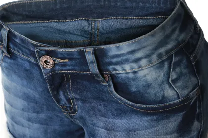 Elastic Roll Edge Hot Pants Ripped Denim Shorts Women Jeans