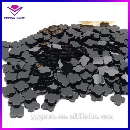 Export to Russia AAAAA machine cut black clover shaped onyx gems natural stones