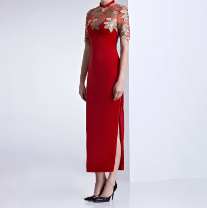 2016 New Red Prom Long Evening Dress Chinese Qipao