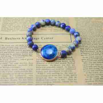 Sodalite Bracelet with Agate Pendant Piece Gemstone jewelry