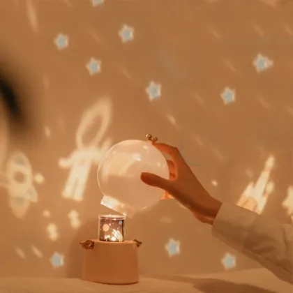 Children's Cartoon Rotating Night Light - LED Music Box Space Projector Lamp