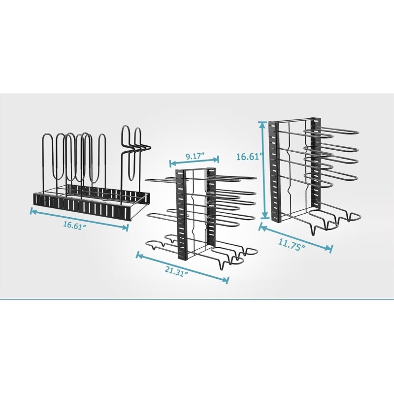 Multi Layer Wire Pot Rack Countertop Pan and Lid Organizer No Drilling