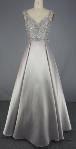 Beaded Tulle Grey Prom Dresses Untuk Malam Wanita