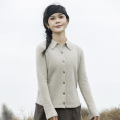 Women's blouse collar wool knit cardigan