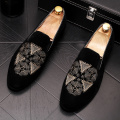 velvet leather shoes embroidery patch black summer