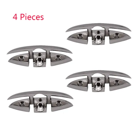 4PCS Stainless Steel Cleat Marine Hardware Foldable Boat Cleats Folding Deck Mooring Cleat Boat Accessories Parts Folding Pull