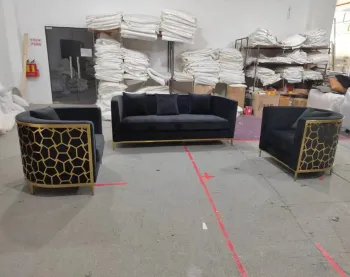 Modern Luxury Italia Golden Stainless Steel Sofa Set
