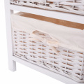 White Wood Night Stand Storage Drawer 2 Baskets