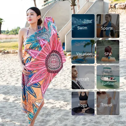 Custom Printed Microfiber Sand-Free Beach Towel - Recycled Plastic Beach Towels