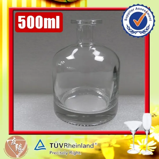 Empty liquor gift packaging bottle cork boston round fine white 500ml fancy glass bottles wholesale