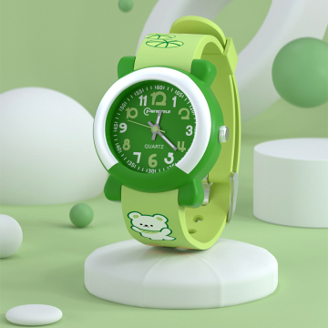 Cute 3D Cartoon Animal Kids' Gift Quartz Wrist Clock Slap Band Watch