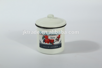 China wholesale antique takeaway coffee cup 8cm custom logo enamel mug with lid