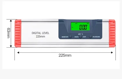 Professional 0-225mm Digital Magnetic Cross Ray Laser Level Angle Ruler - Precision Measurement Tool