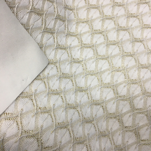 Tecido de malha de malha de jacquard listrado de malha com glitter